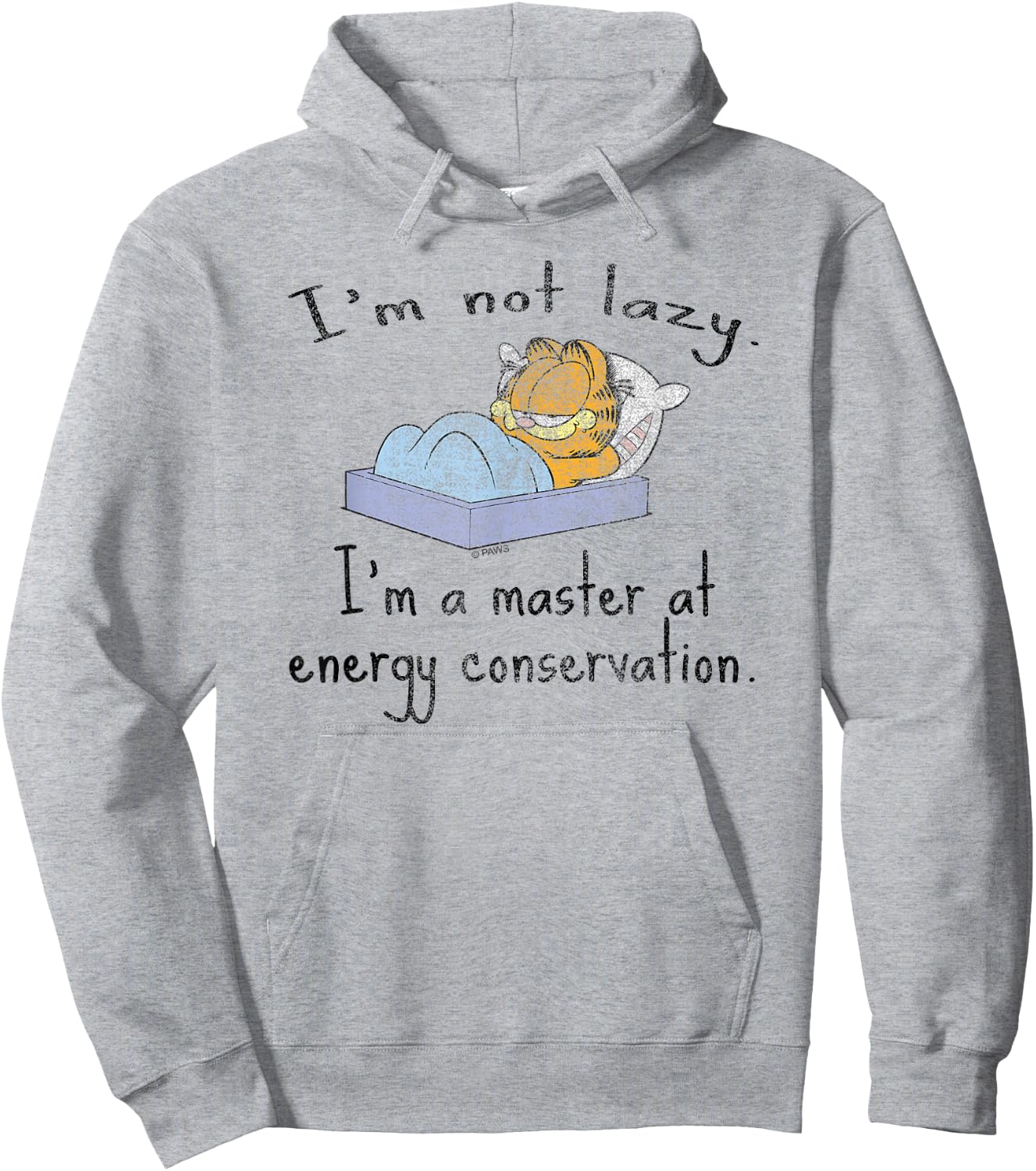 Garfield I'm Not Lazy Energy Conservation Cartoon Cat Hoodie - Hoodie | Ash