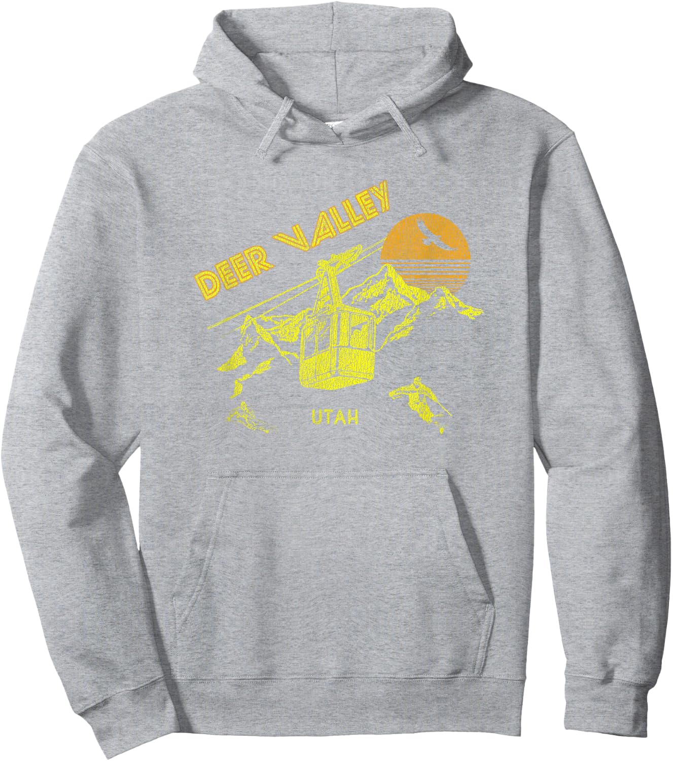 Deer Valley Utah Retro Skiing Hoodie - Hoodie | Ash