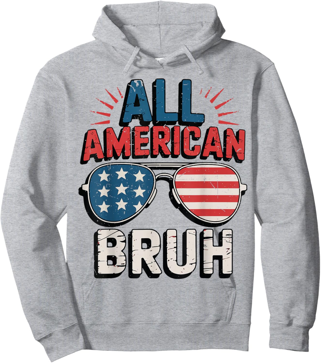 All American Bruh 4th July Boy Teen Patriotic Funny 4th July Hoodie - Hoodie | Ash