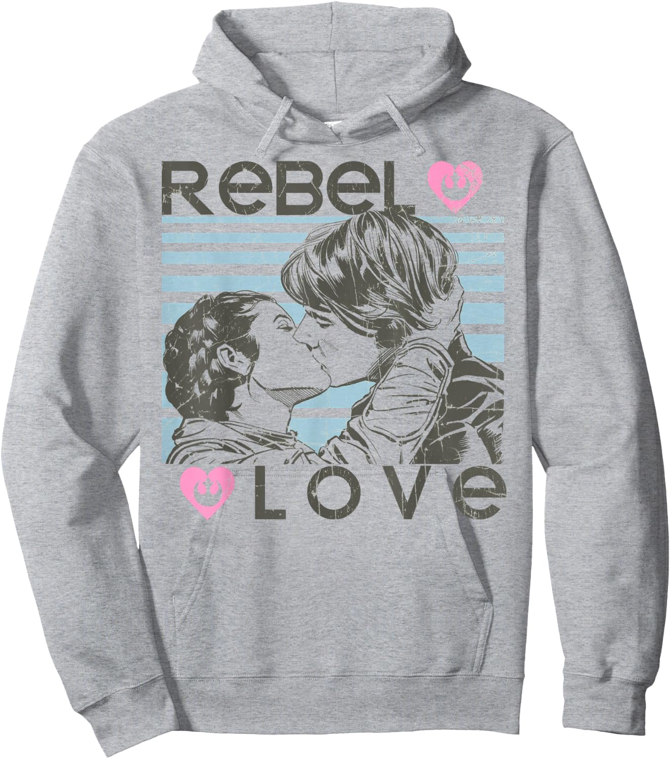 Star Wars Han Leia Rebel Love Kiss Graphic Hoodie - Hoodie | Ash