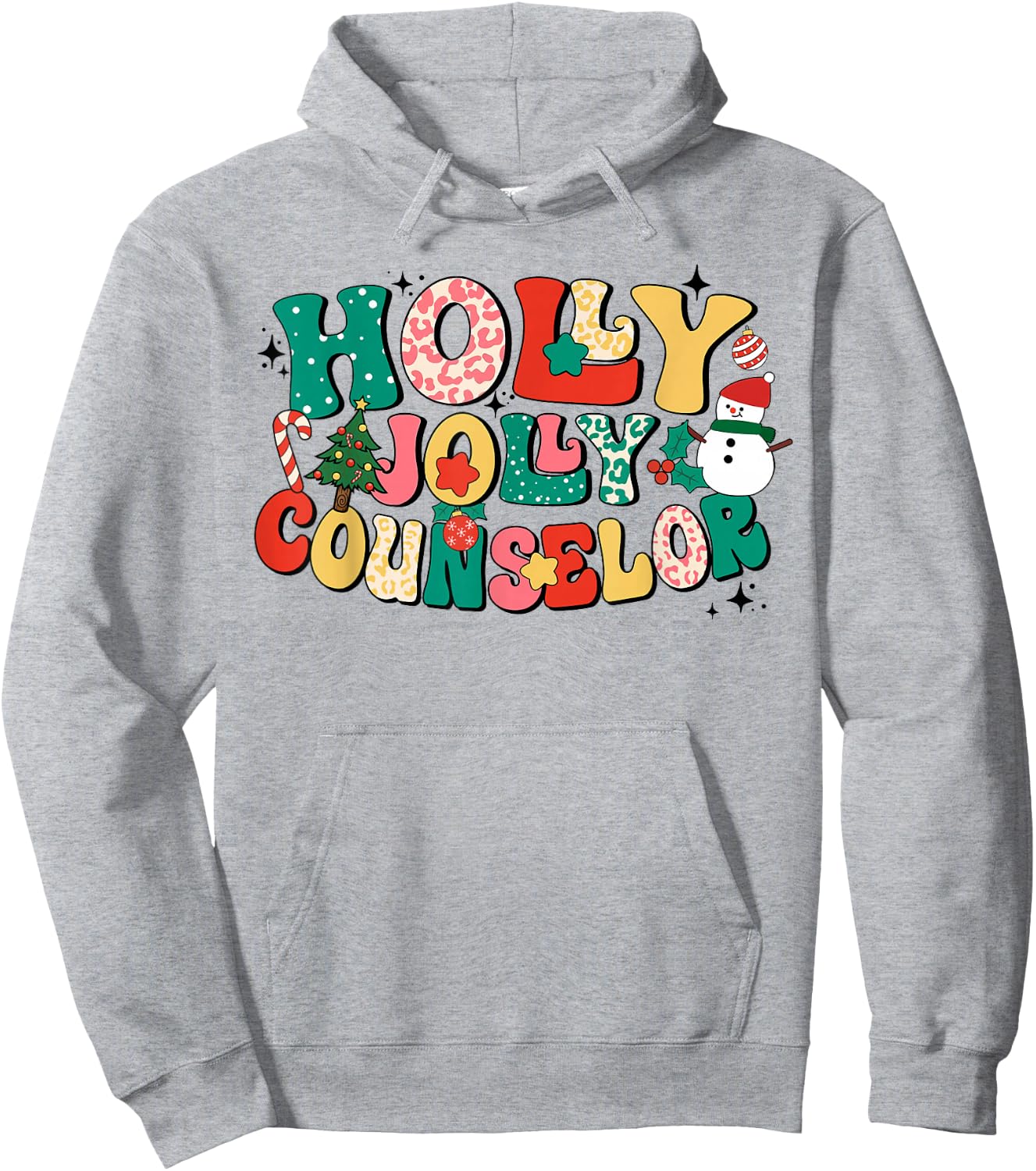Groovy Holly Xmas Jolly Counselor Merry Christmas Vibes Xmas Hoodie - Hoodie | Ash