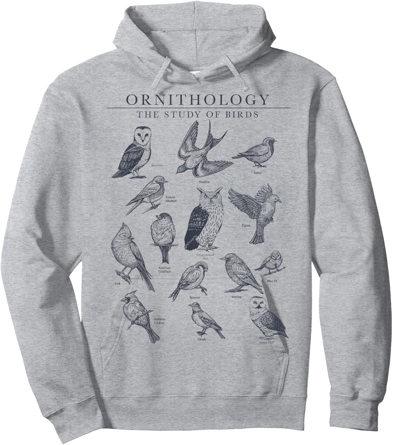 Ornithology The Study Of Birds Sketch Hoodie - Hoodie | Ash