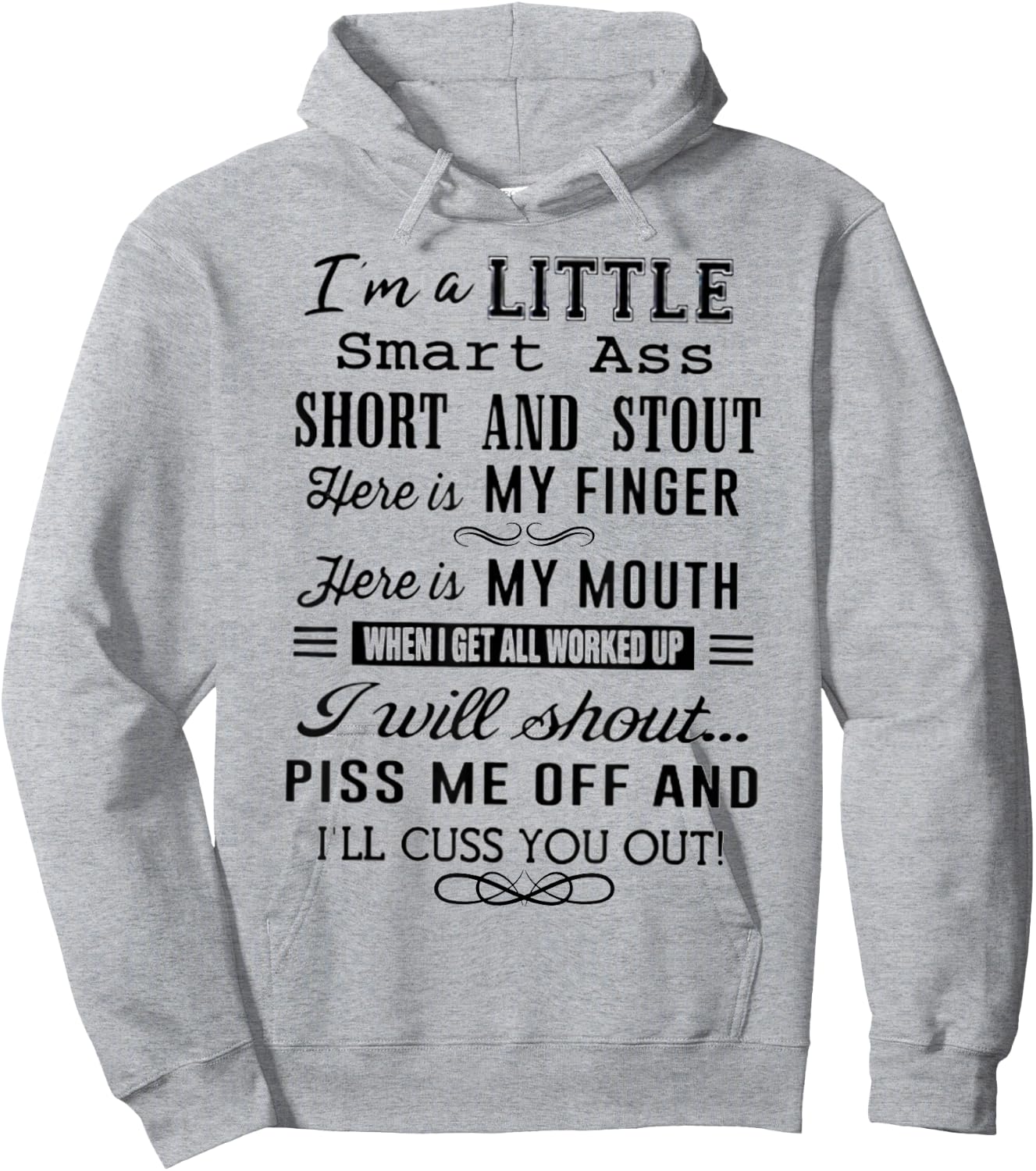 I'm A Little Smart Ass Short and Stout Funny Hoodie - Hoodie | Ash