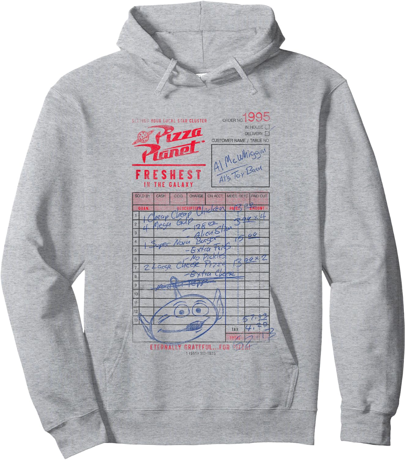Disney Pixar Toy Story Pizza Planet Order 1995 Vintage Logo Hoodie - Hoodie | Ash