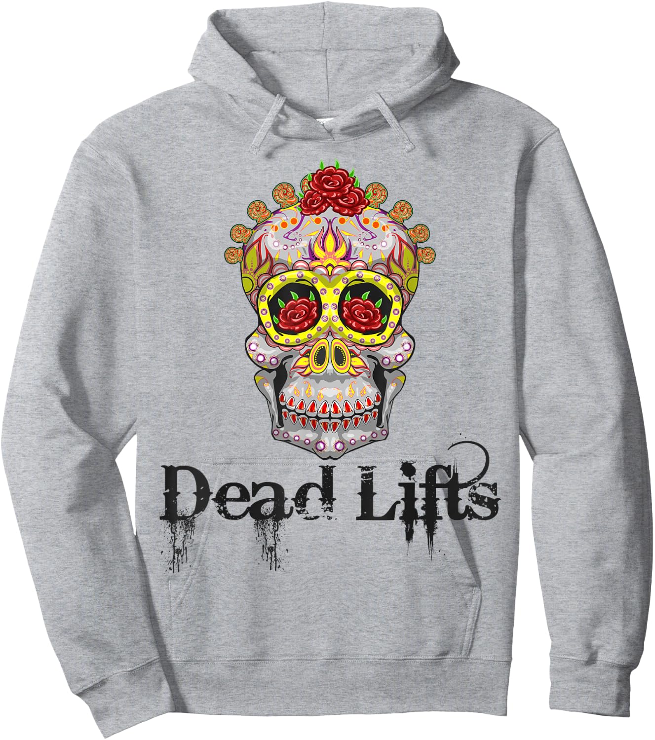 Halloween Fitness Dead Lifts , Sugar Skull Gym Workout Hoodie - Hoodie | Ash