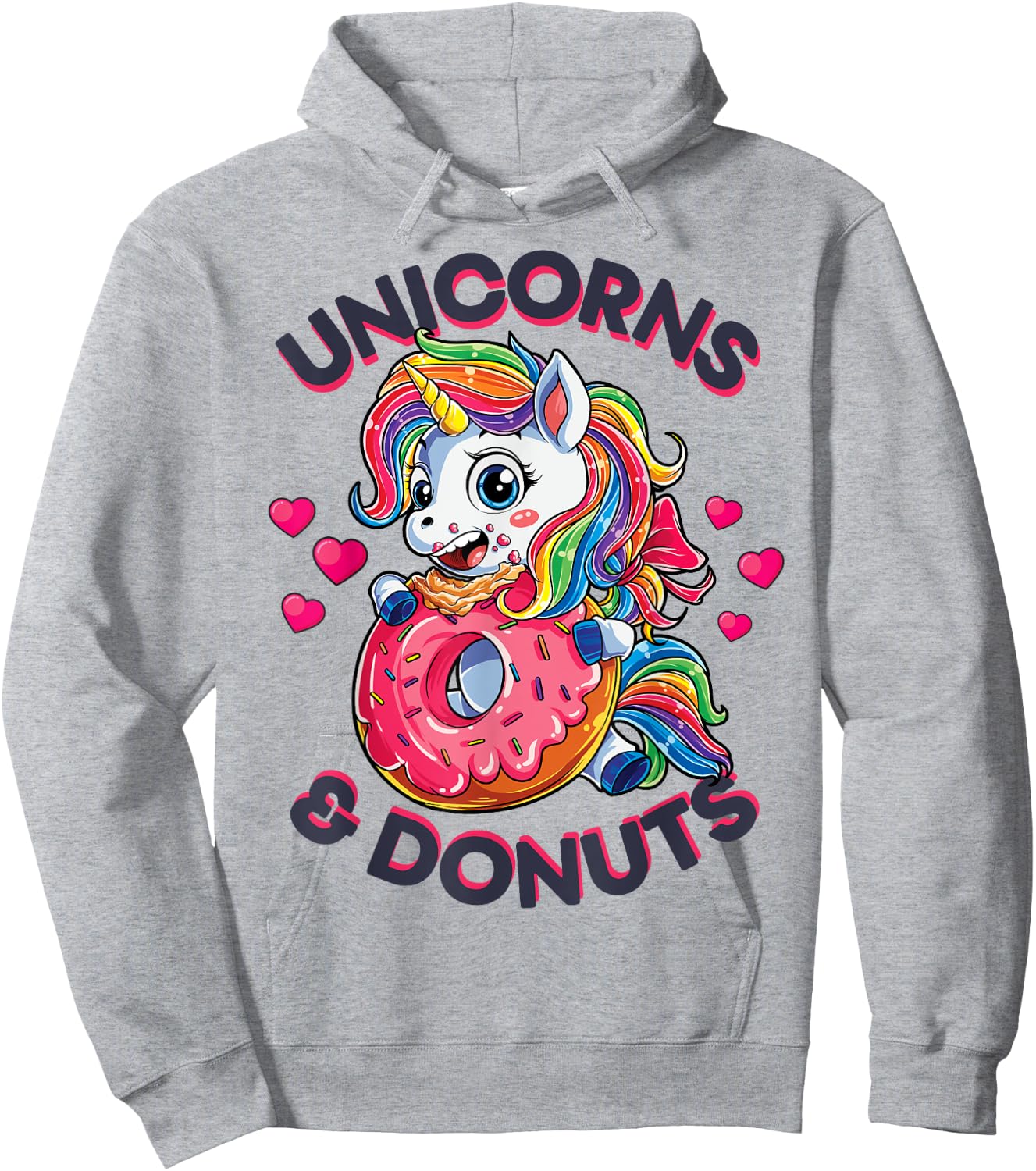 Unicorns & Donuts T shirt Girls Unicorn Squad Rainbow Gifts Hoodie - Hoodie | Ash