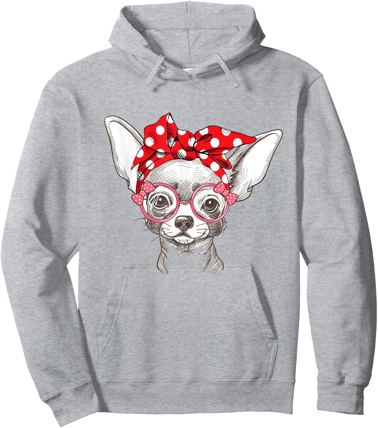 Funny Cute Chihuahua Mom Wears Bandana Hoodie - Hoodie | Ash