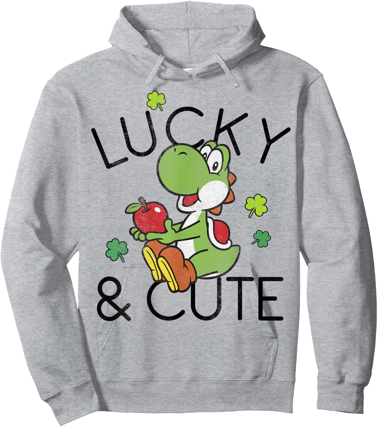 Nintendo Super Mario Yoshi Lucky & Cute Graphic Hoodie - Hoodie | Ash
