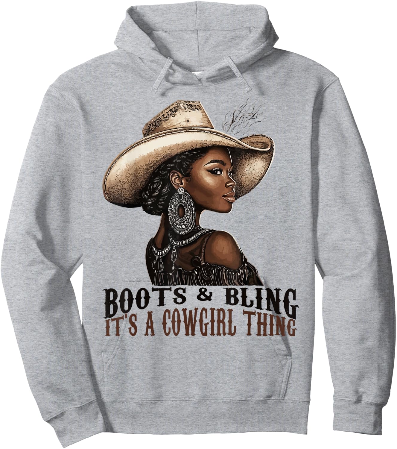 Boots and Bling it's Cowgirl Thing Western Country Melanin Hoodie - Hoodie | Ash