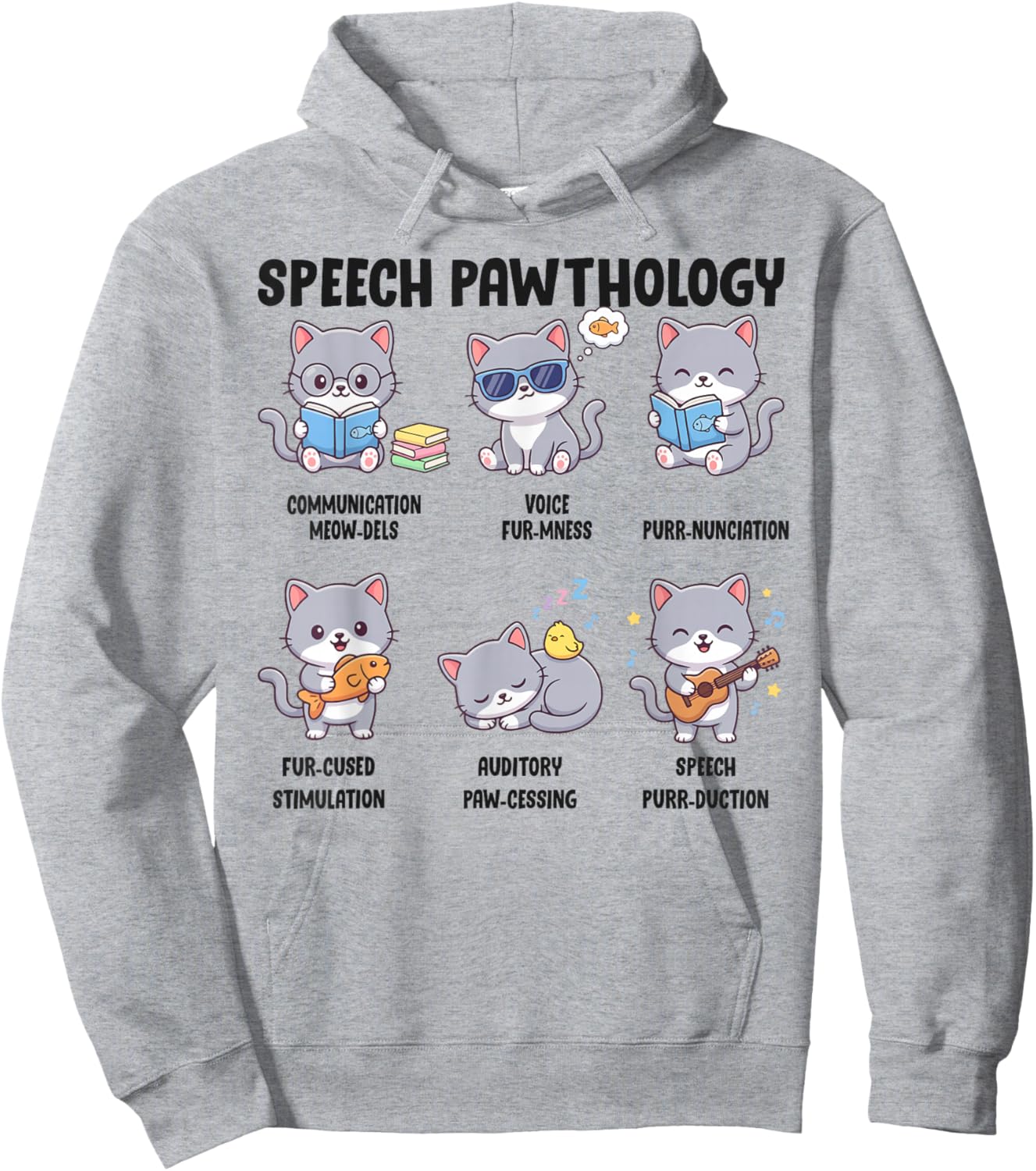 Funny Speech Pawthology Cat SLP Speech PAWTHOLOGY Hoodie - Hoodie | Ash