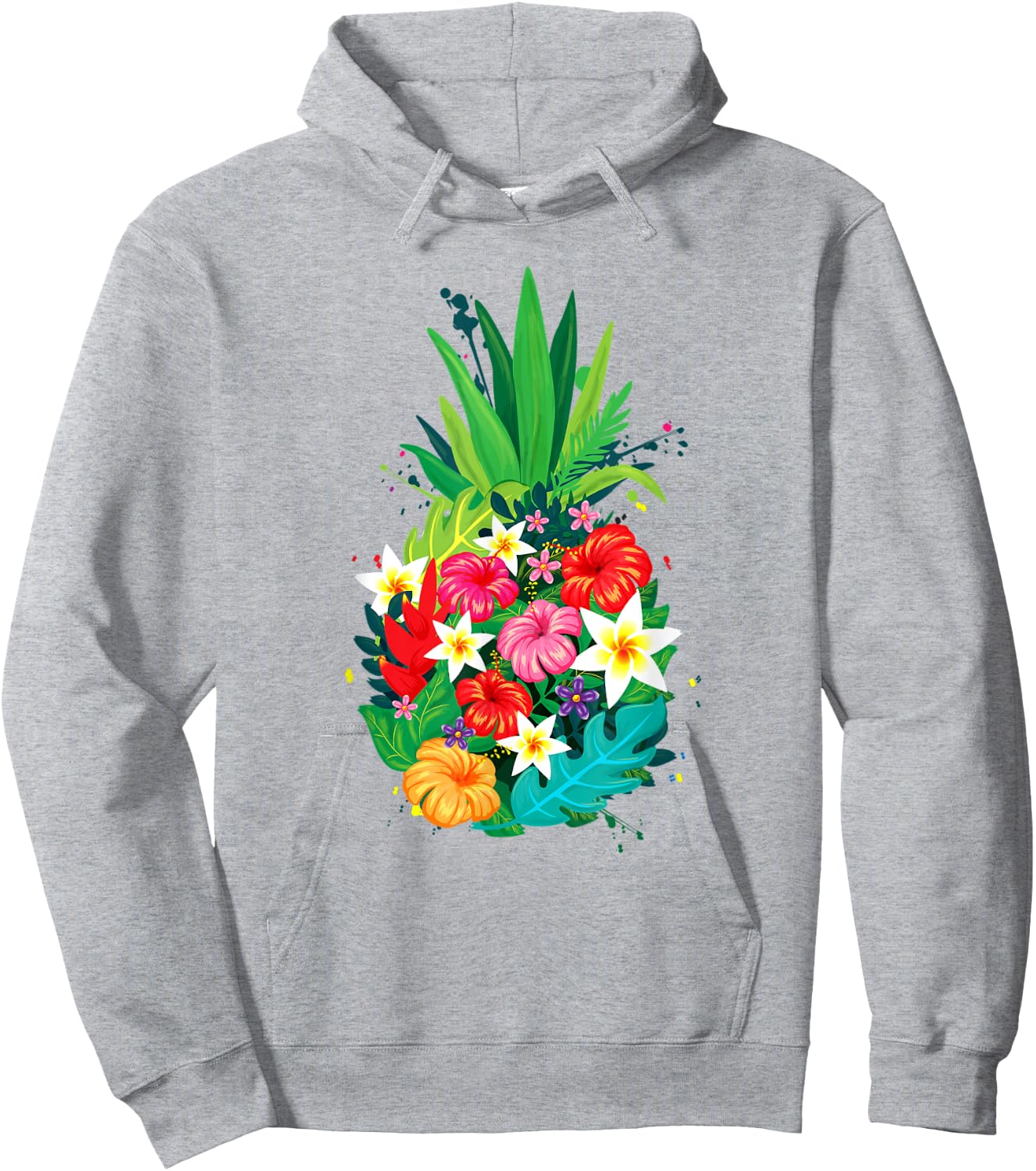 Tropical Flower Pineapple Summer Girl Hawaii Hoodie - Hoodie | Ash