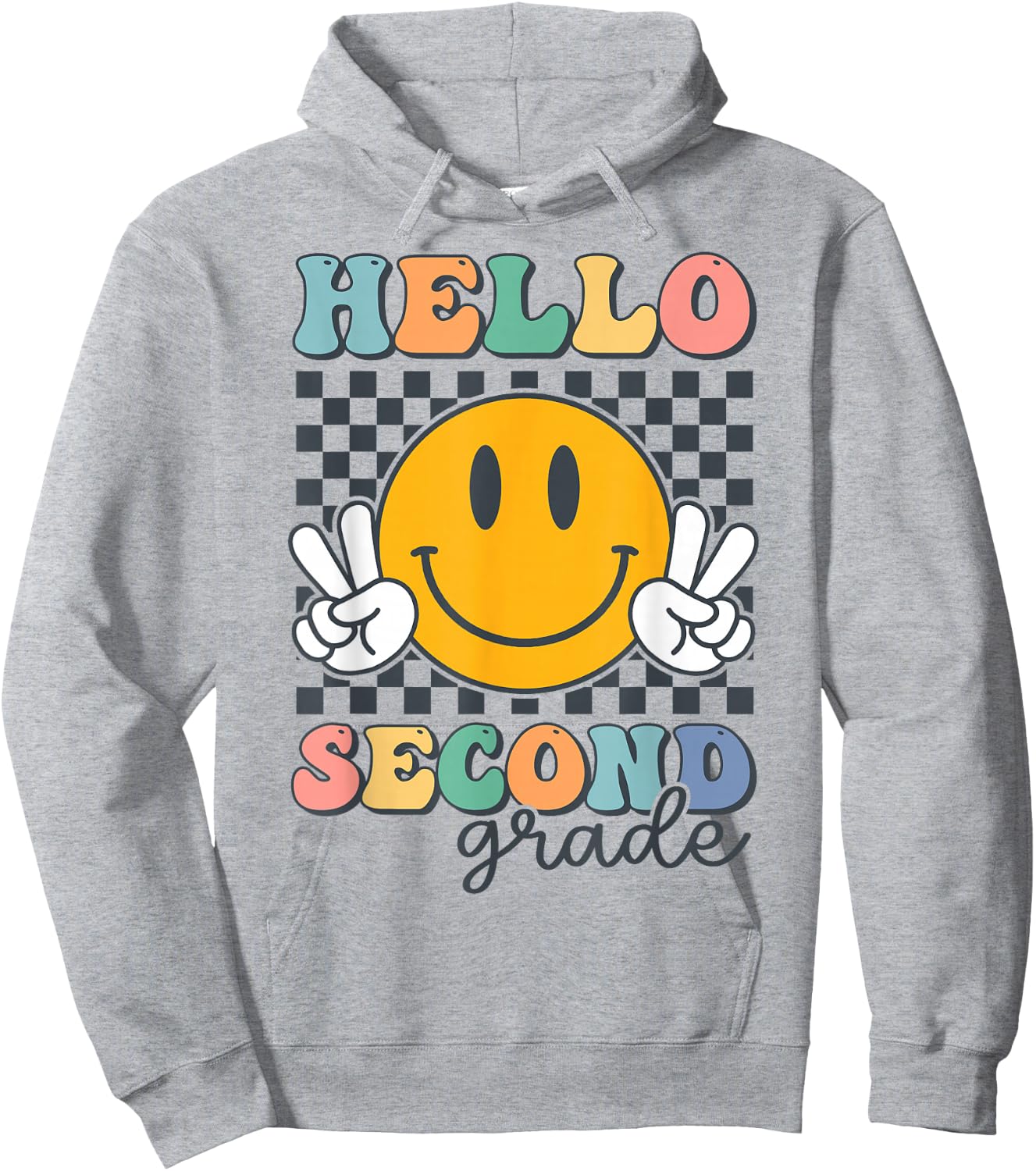 Hello Second Grade Retro Smile Team 2nd Grade Back to School Hoodie - Hoodie | Ash