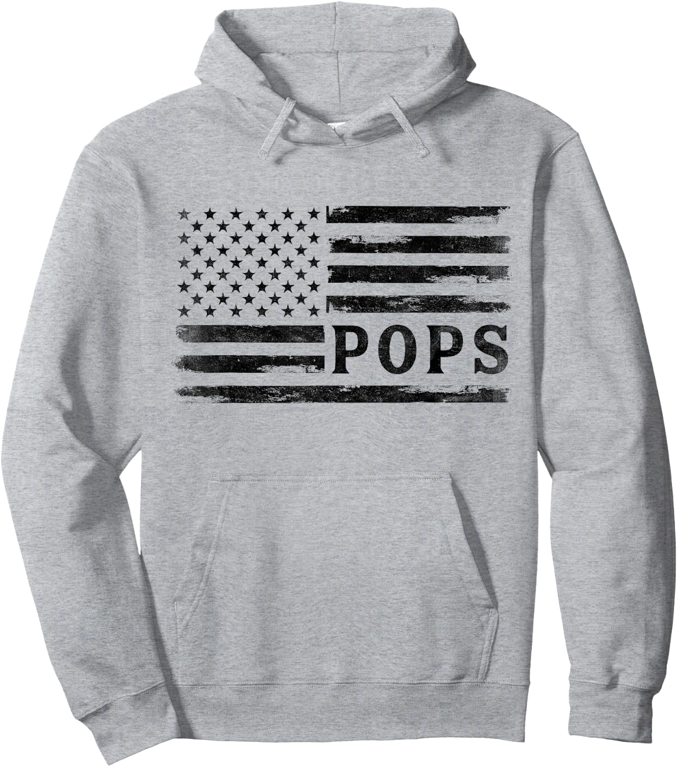 Pops Black Vintage USA Flag Father's Day Grandpa Hoodie - Hoodie | Ash