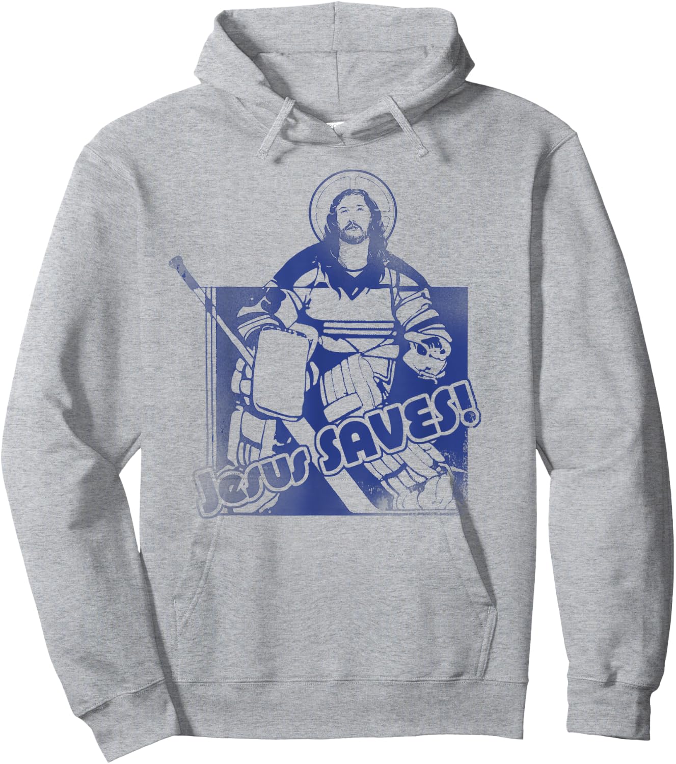 Jesus Saves Funny Hockey Adult T Shirt Hoodie - Hoodie | Ash