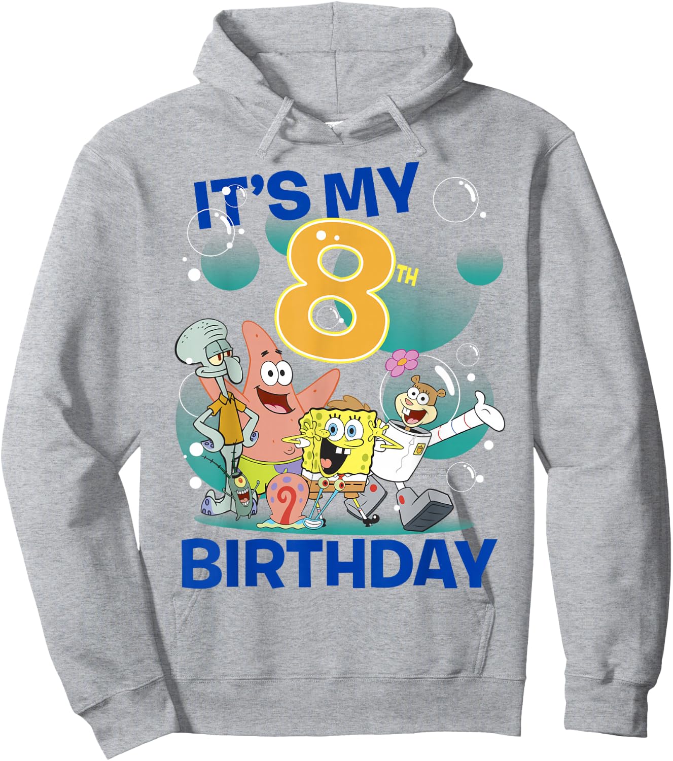 Spongebob Squarepants It's My 8th Birthday Group Shot Hoodie - Hoodie | Ash