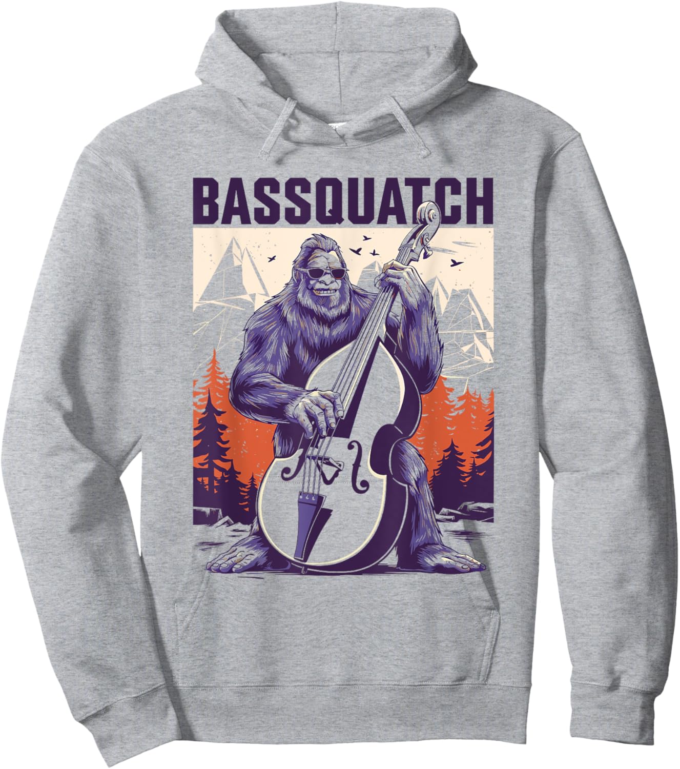 Bassquatch Bigfoot Double Bass Fiddle Upright Bass Sasquatch Hoodie - Hoodie | Ash