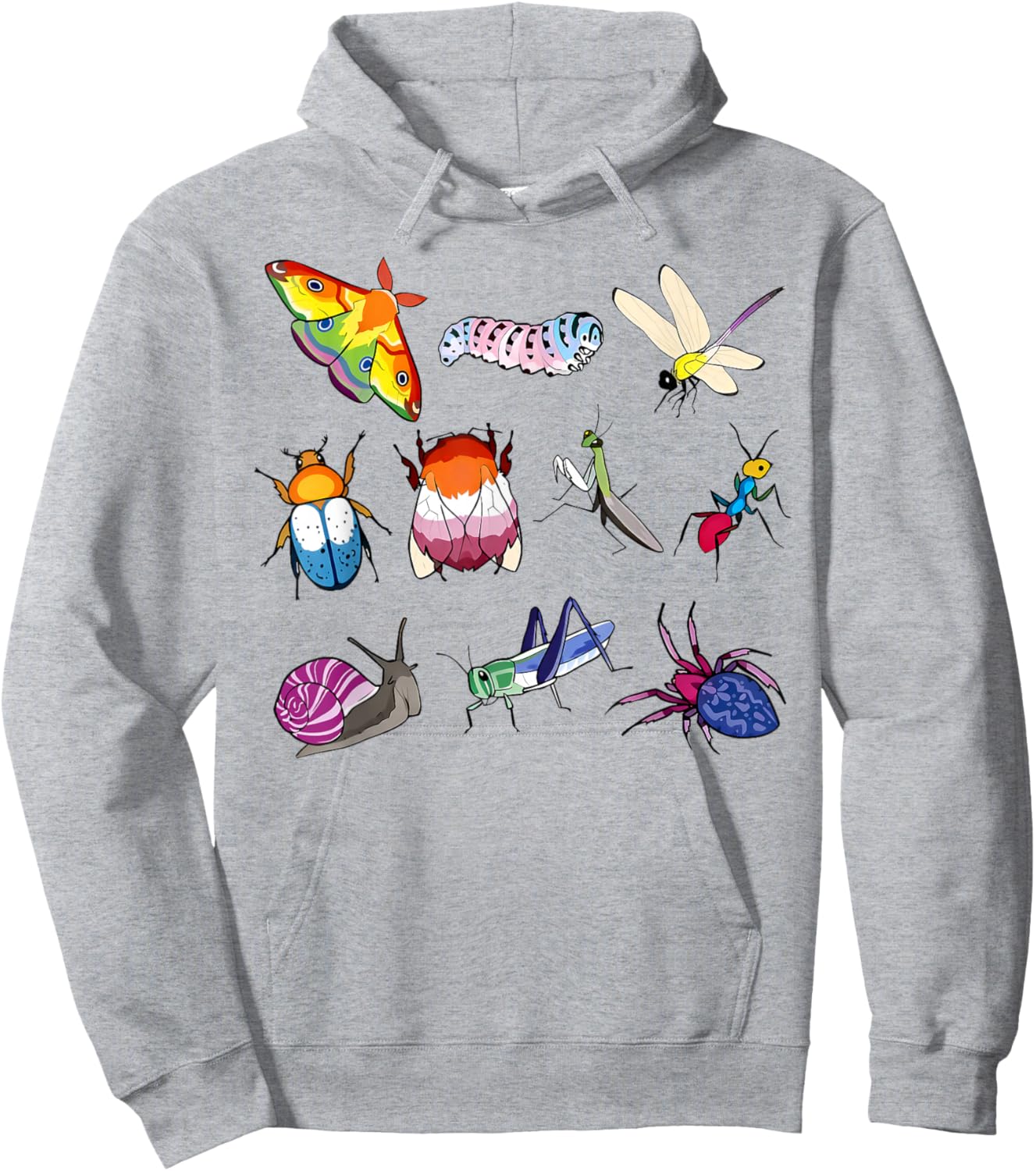 Insect Rainbow LGBT Gay Lesbian Bisexual Transgender Pride Hoodie - Hoodie | Ash
