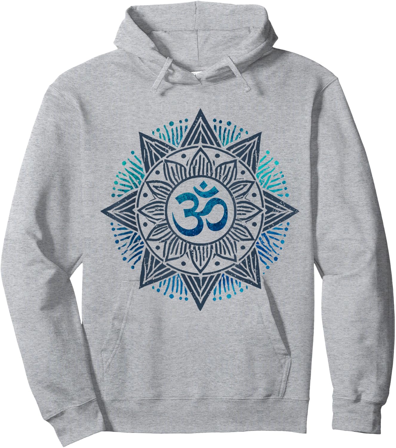 Distressed Om Mandala | Geometric Yoga Design for Meditation Hoodie - Hoodie | Ash