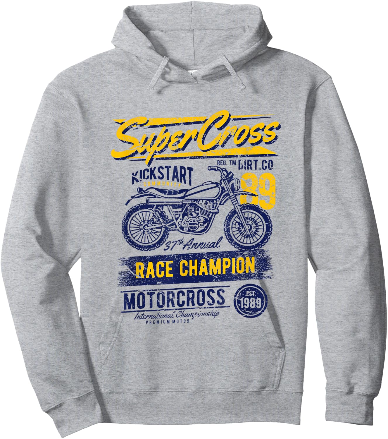 Supercross Race Champion Vintage Motorcycle Eighties Hoodie - Hoodie | Ash
