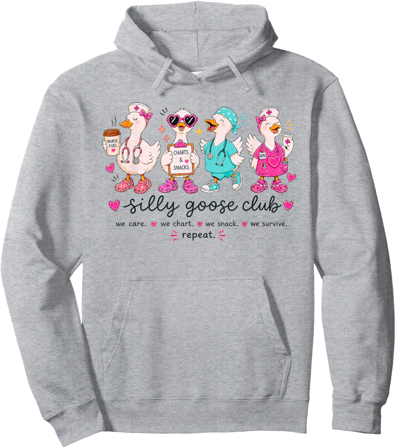 Nurse Silly Goose Club Nursing School Healthcare Funny Nurse Hoodie - Hoodie | Ash