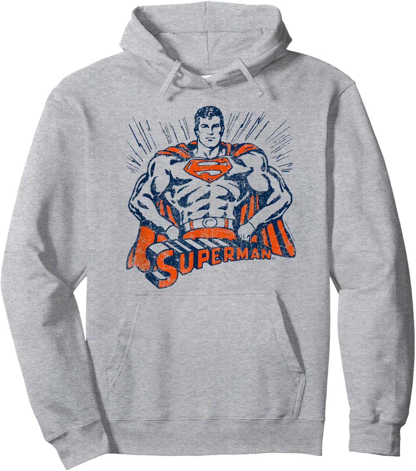 Superman Vintage Stance T Shirt Hoodie - Hoodie | Ash