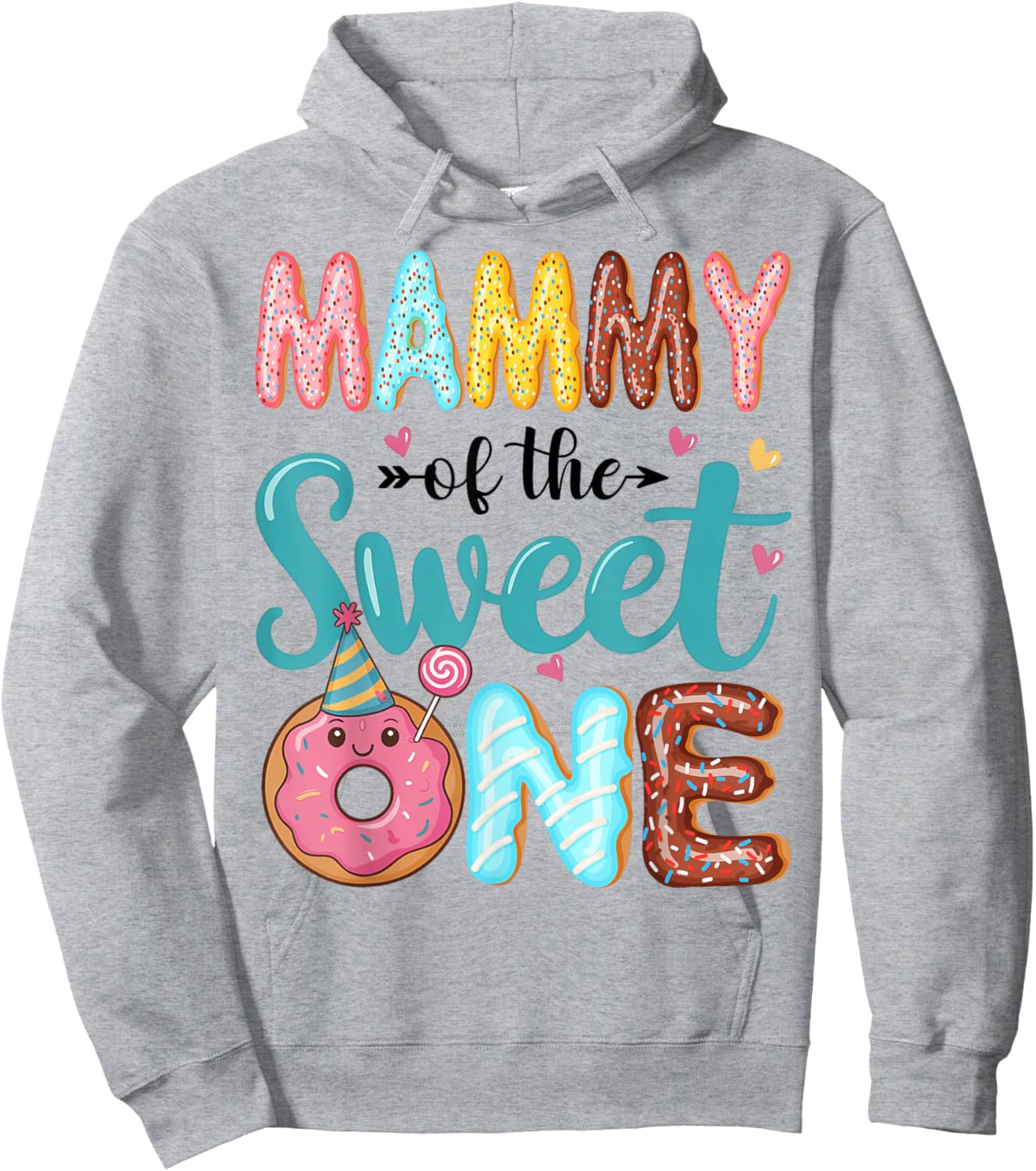 Mammy Of The Sweet One 1st Birthday Girl Donut Party Hoodie - Hoodie | Ash