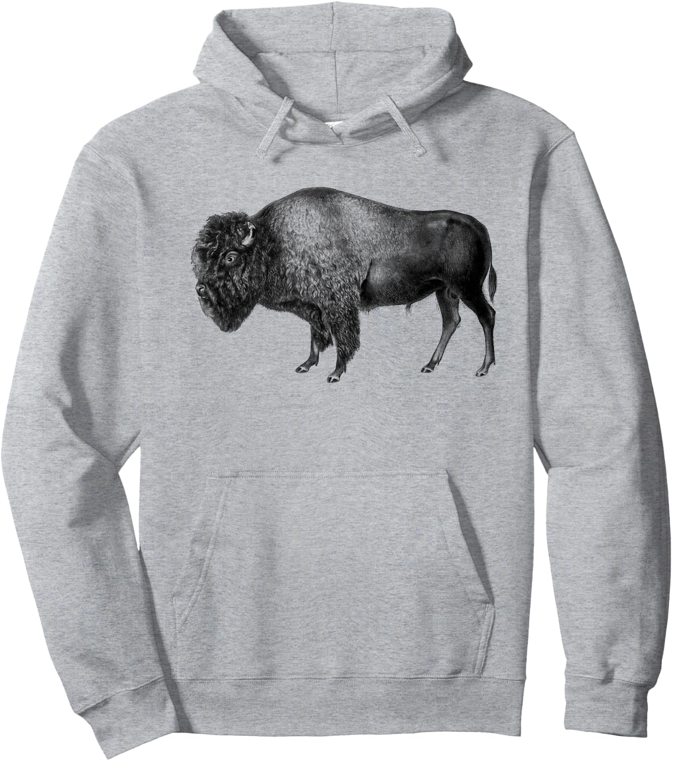 Buffalo Vintage Retro American Bison Hoodie - Hoodie | Ash