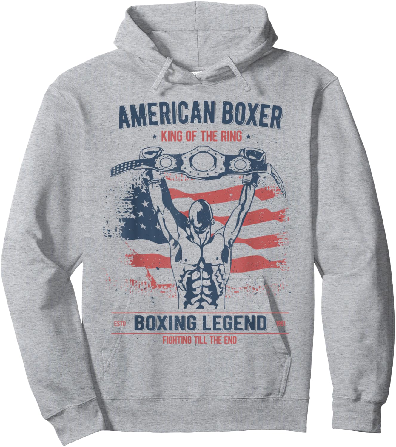 Boxing Shirts Vintage Style Gifts USA American Boxer Hoodie - Hoodie | Ash