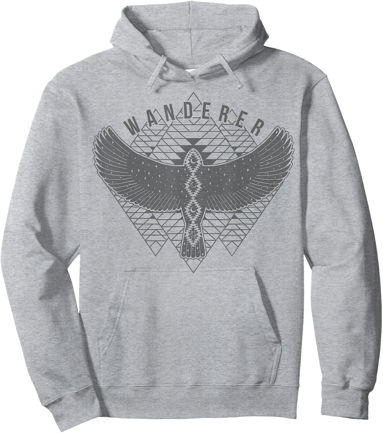 Wanderer Free Spirit Bird Geometric Triangle Hoodie - Hoodie | Ash