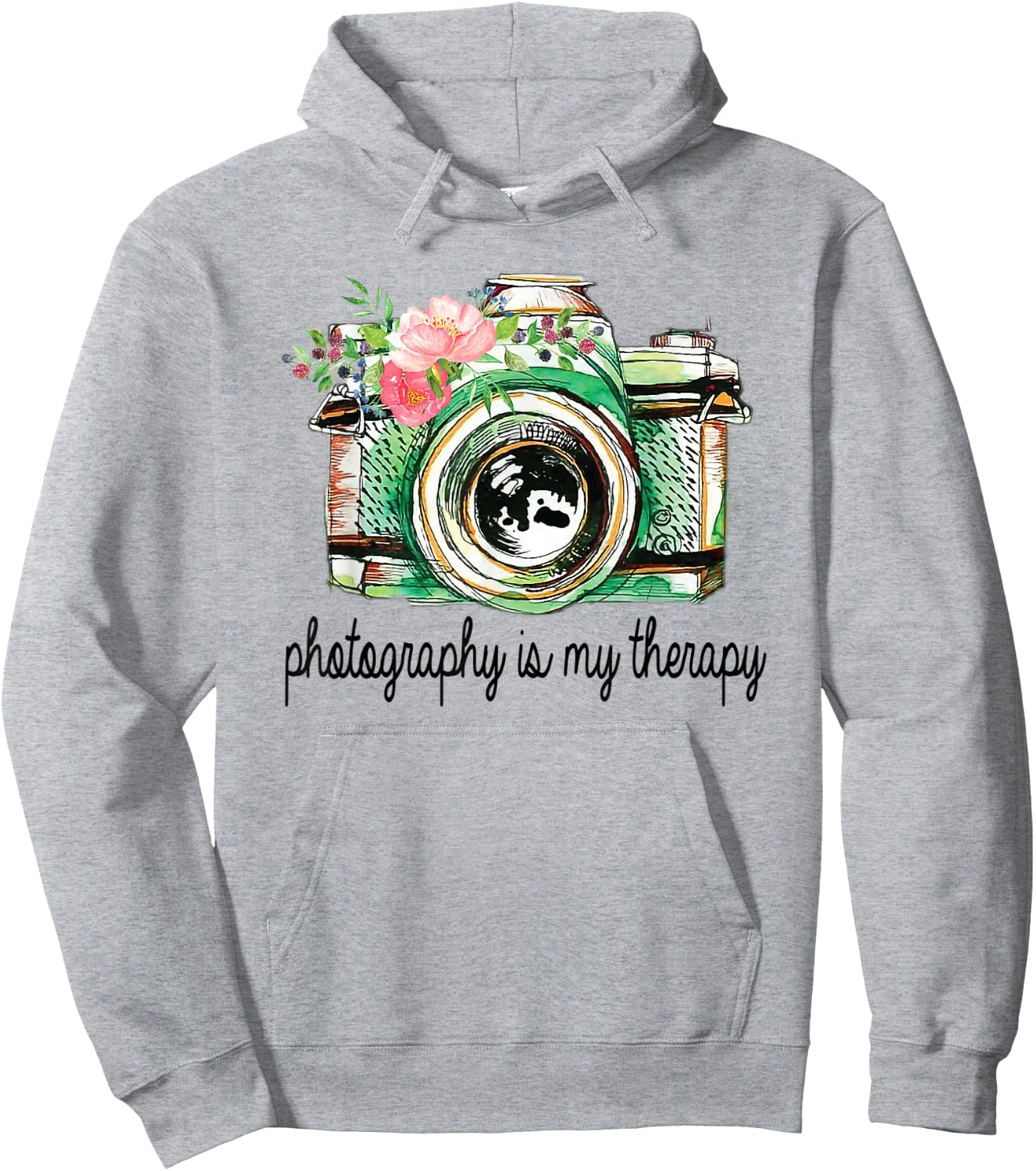 Photography Is My Therapy Vintage Camera With Flowers Hoodie - Hoodie | Ash