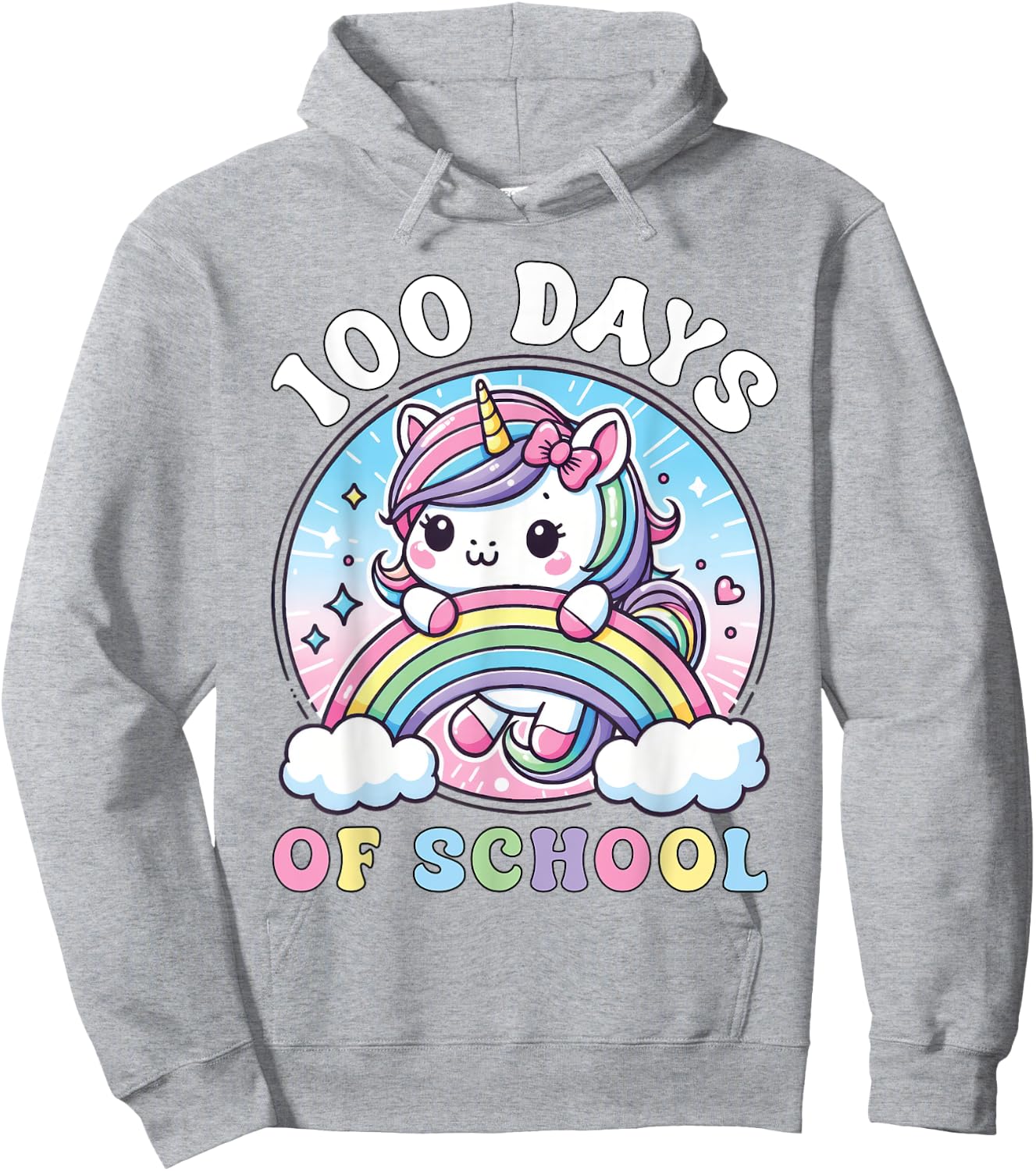 Cute 100 Days of School Girls Unicorn 100th Day School kids Hoodie - Hoodie | Ash
