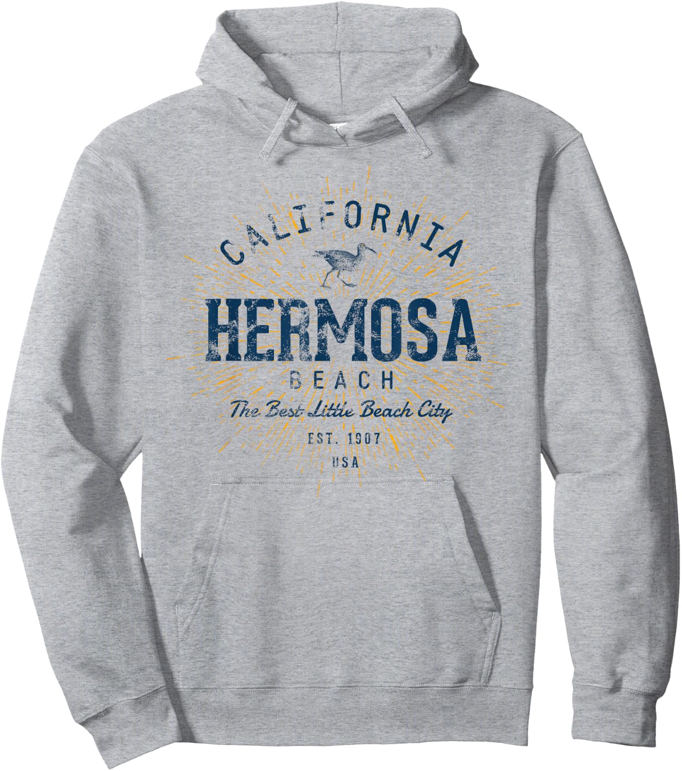 Vintage Hermosa Beach Hoodie - Hoodie | Ash