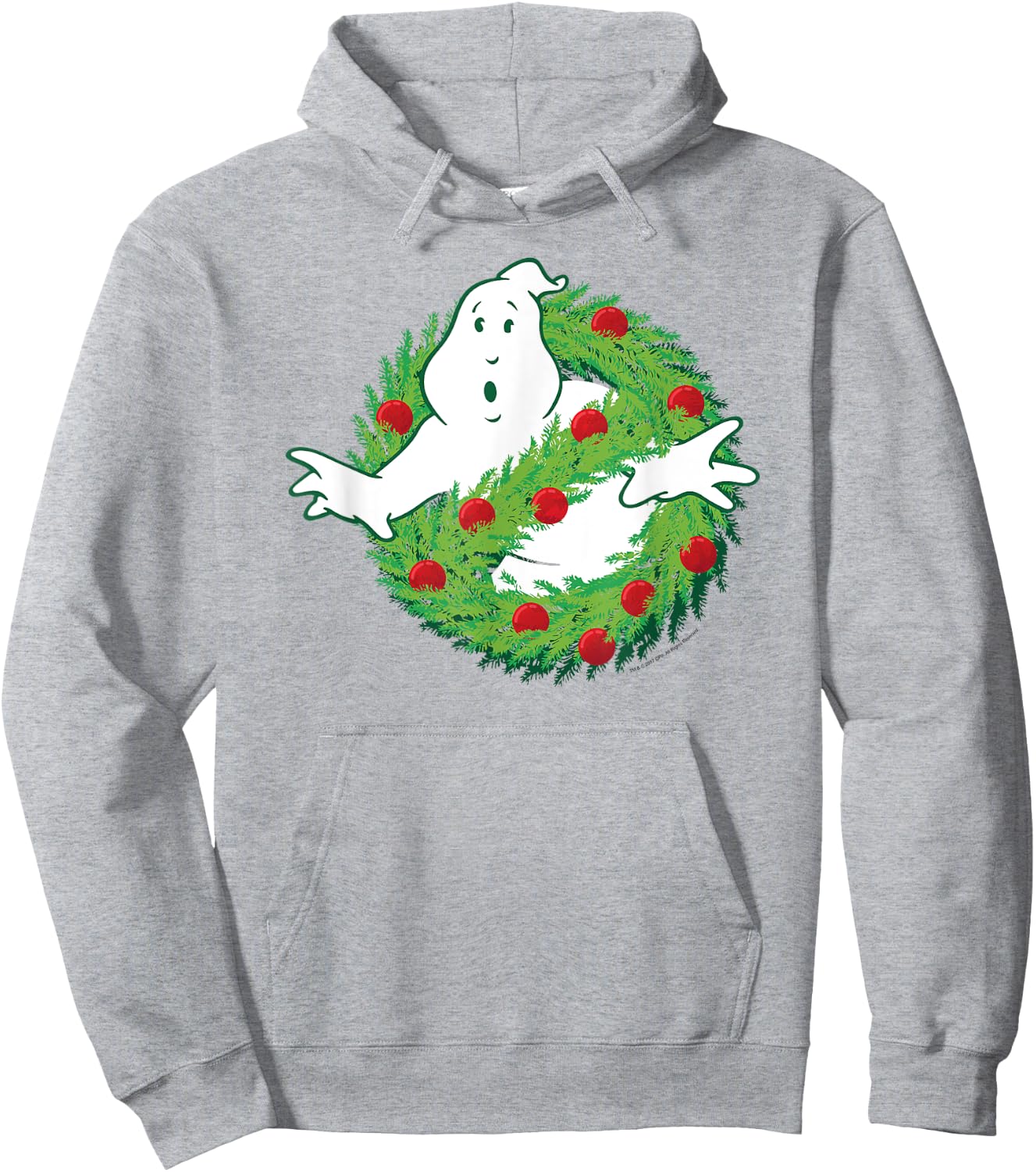Ghostbusters Ghost of Christmas Wreath Logo Movie Hoodie - Hoodie | Ash