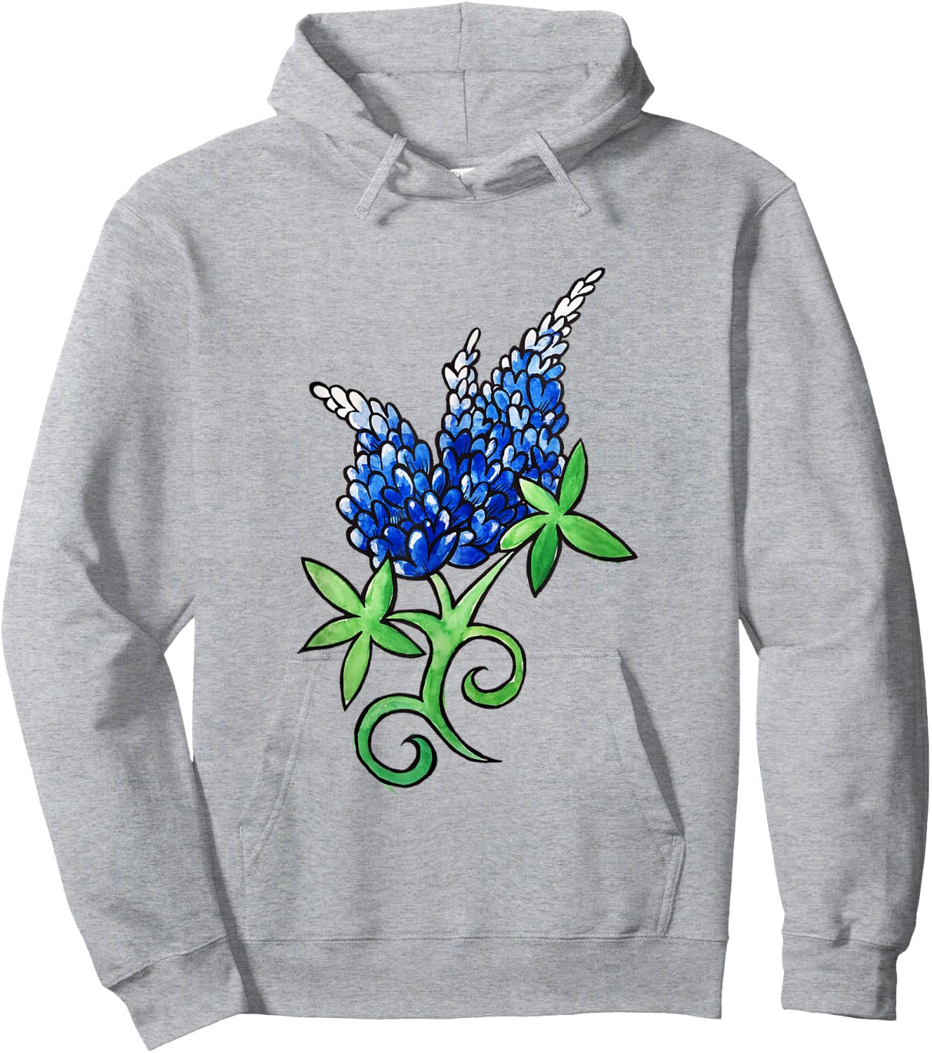 Texas Bluebonnet artistic watercolor texas shirt Hoodie - Hoodie | Ash