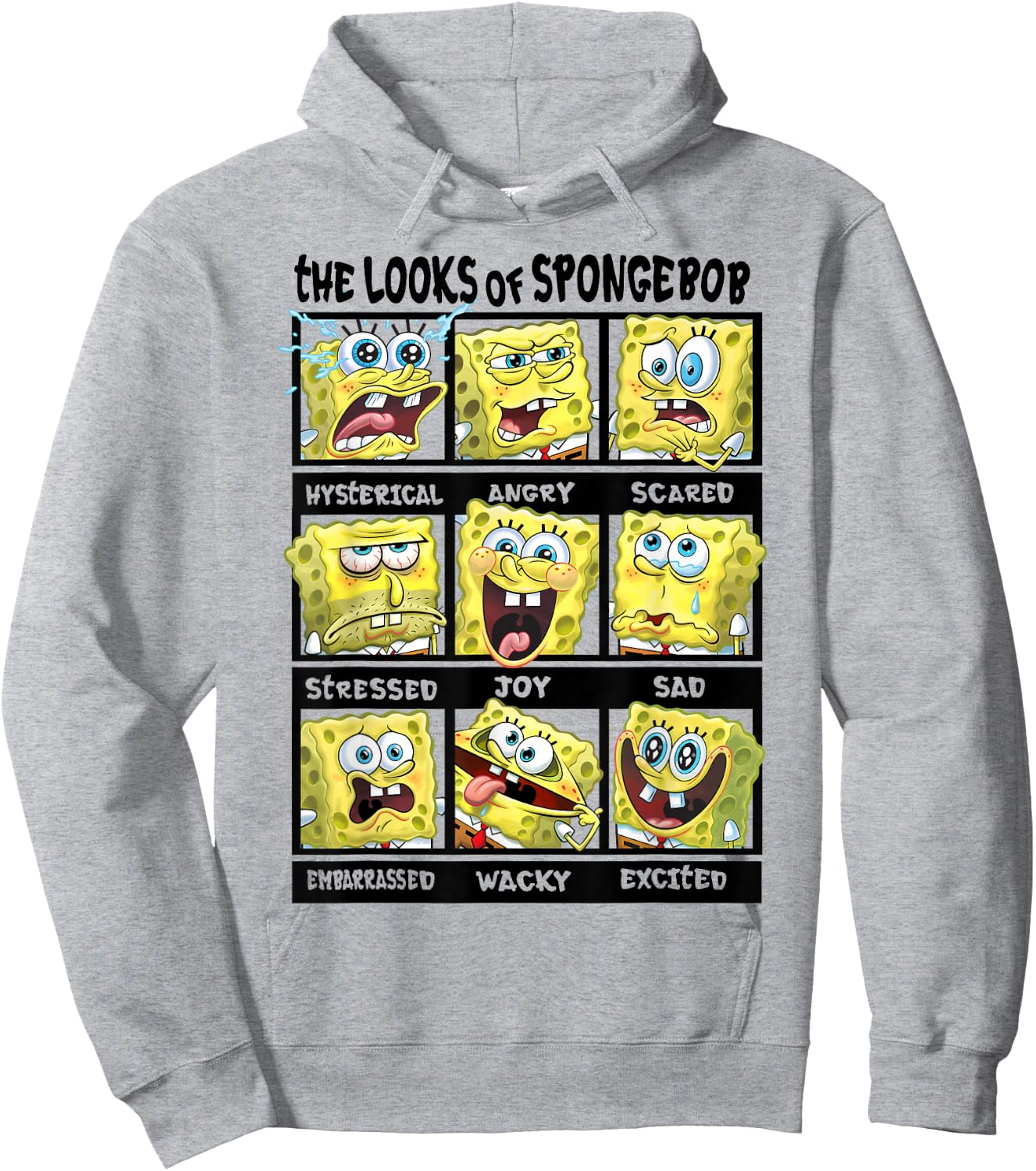 Spongebob SquarePants Multiple Looks & Emotions Hoodie - Hoodie | Ash