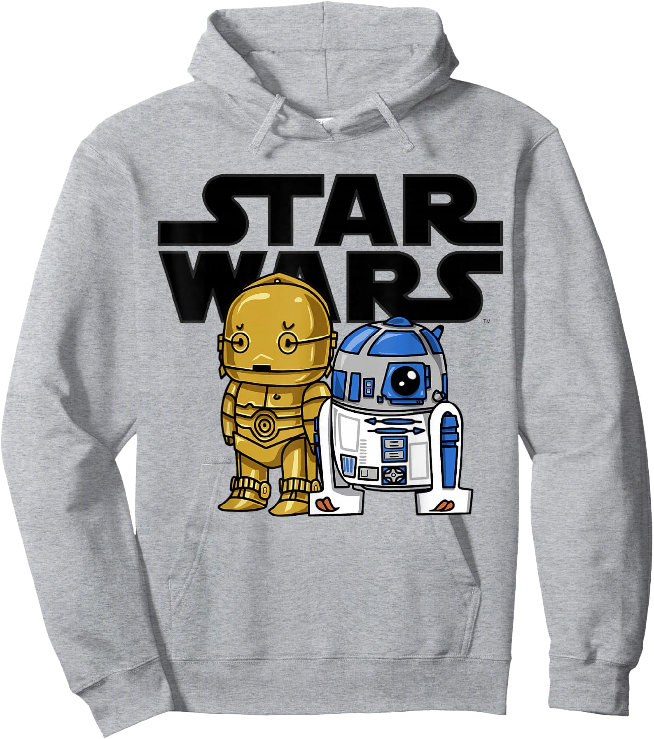 Star Wars Boba R2-D2 and C-3PO Cute Cartoon Graphic Hoodie - Hoodie | Ash