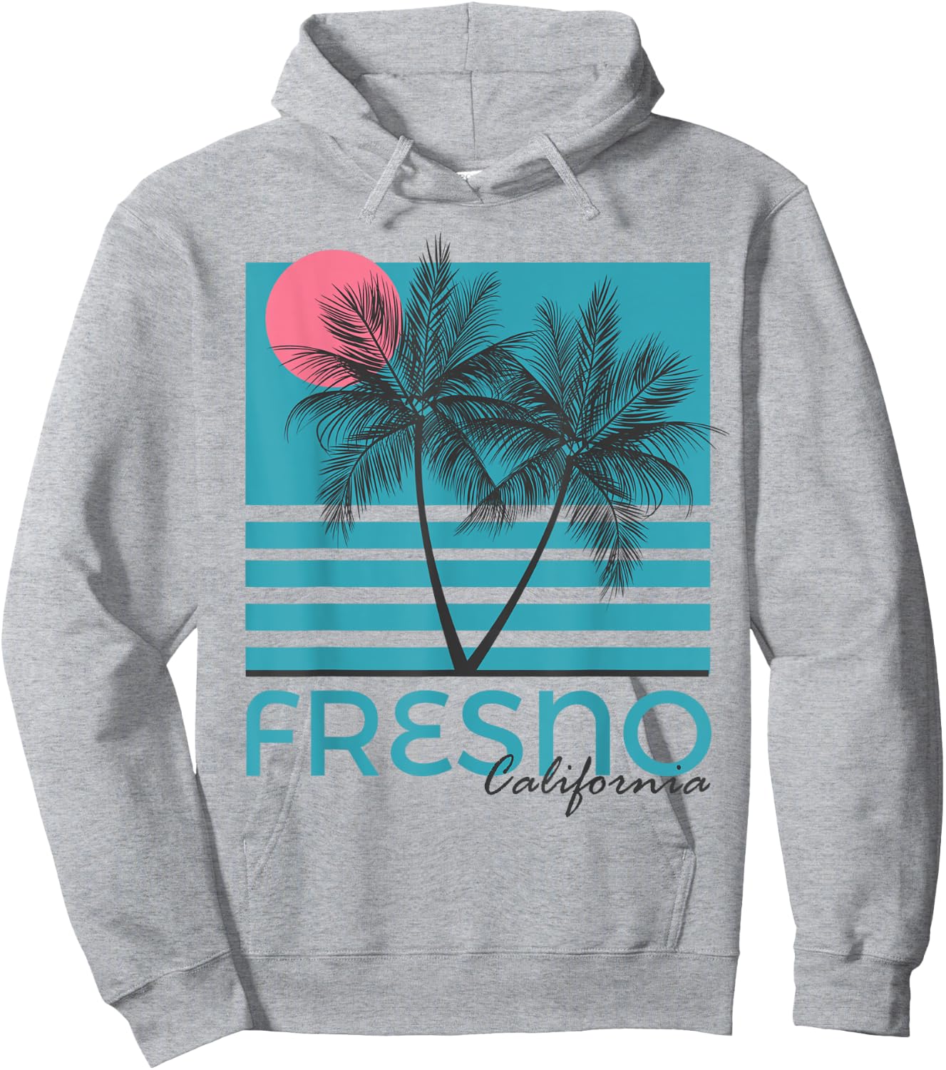 Fresno CA Souvenir California Palm Tree Hoodie - Hoodie | Ash