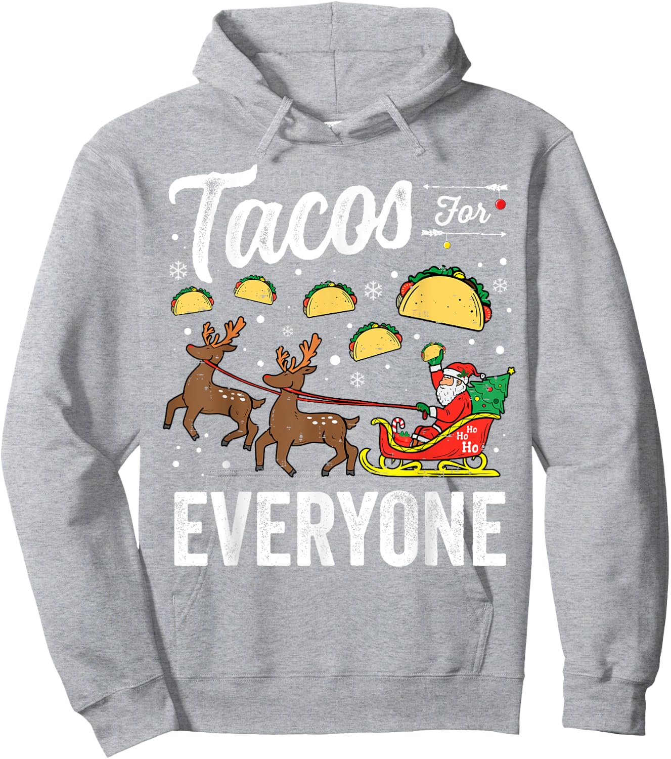 Tacos for everyone Christmas Taco Funny Xmas Santa Hoodie - Hoodie | Ash