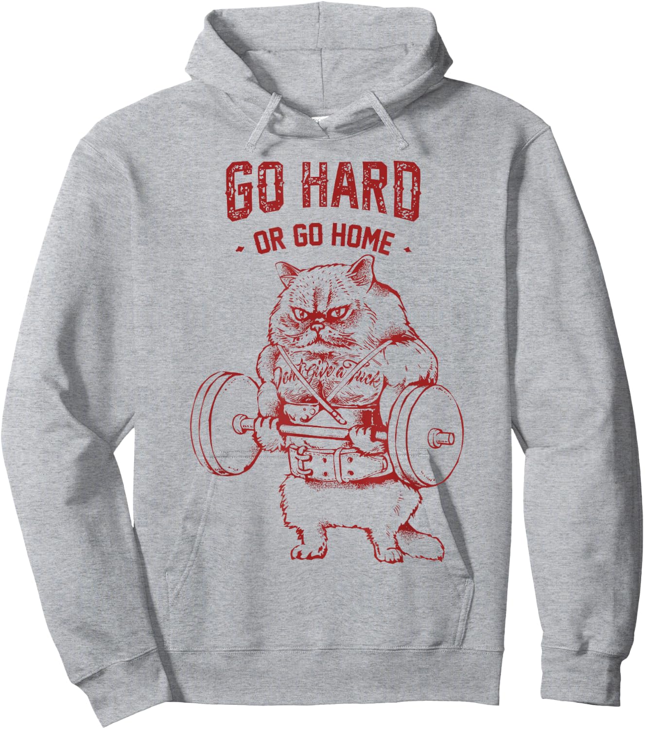 Go Hard or Go Home Cat Hoodie - Hoodie | Ash