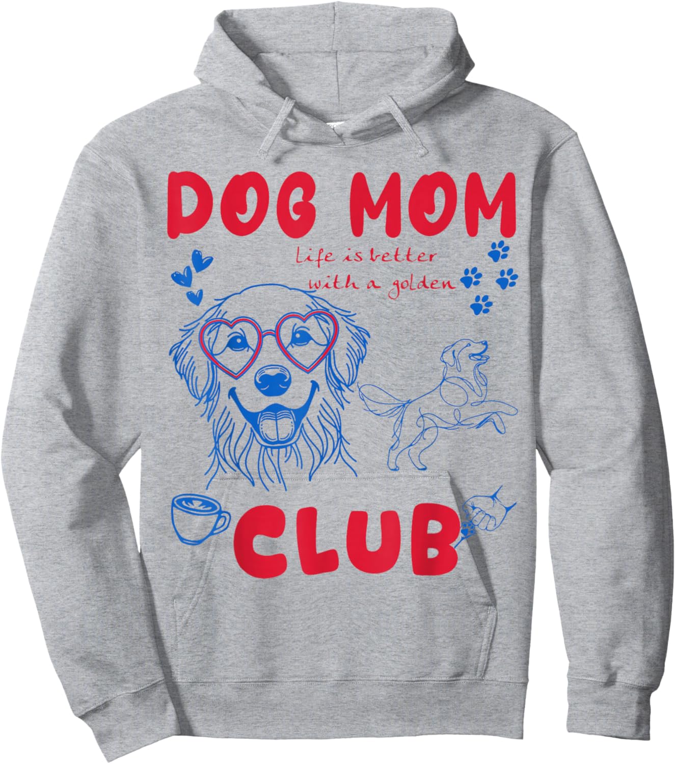 Dog Mom Club Retro Graphic for Golden Retriever Lovers Hoodie - Hoodie | Ash