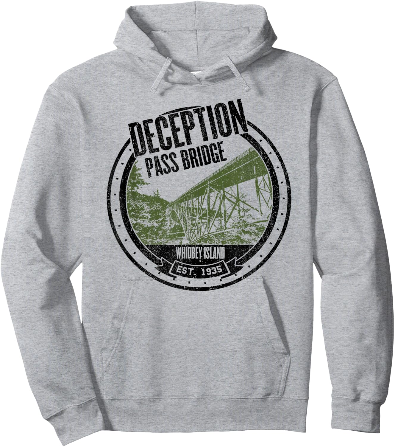 Deception Pass Bridge Whidbey Island Washington Hoodie - Hoodie | Ash