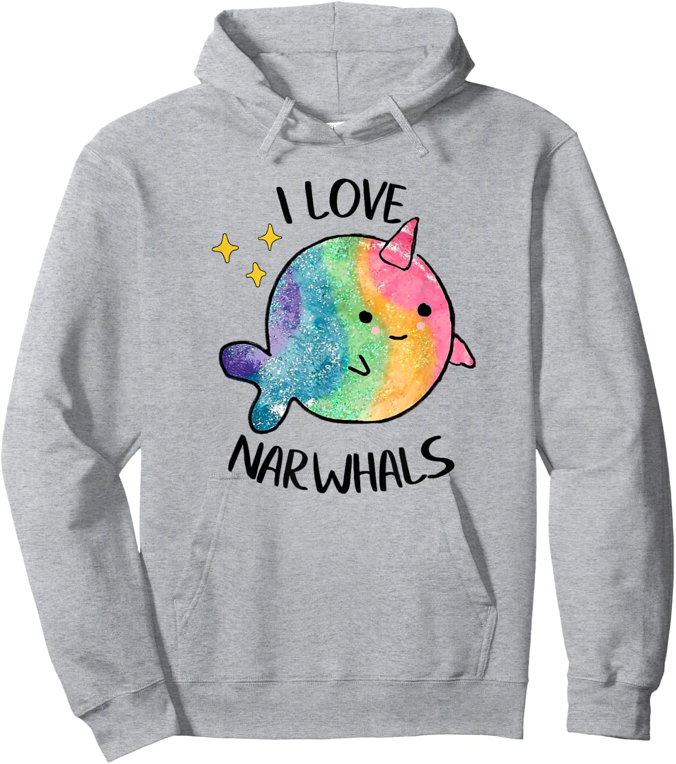 I Love Narwhals Rainbow Whale Kids Colorful So Kawaii Cute Hoodie - Hoodie | Ash