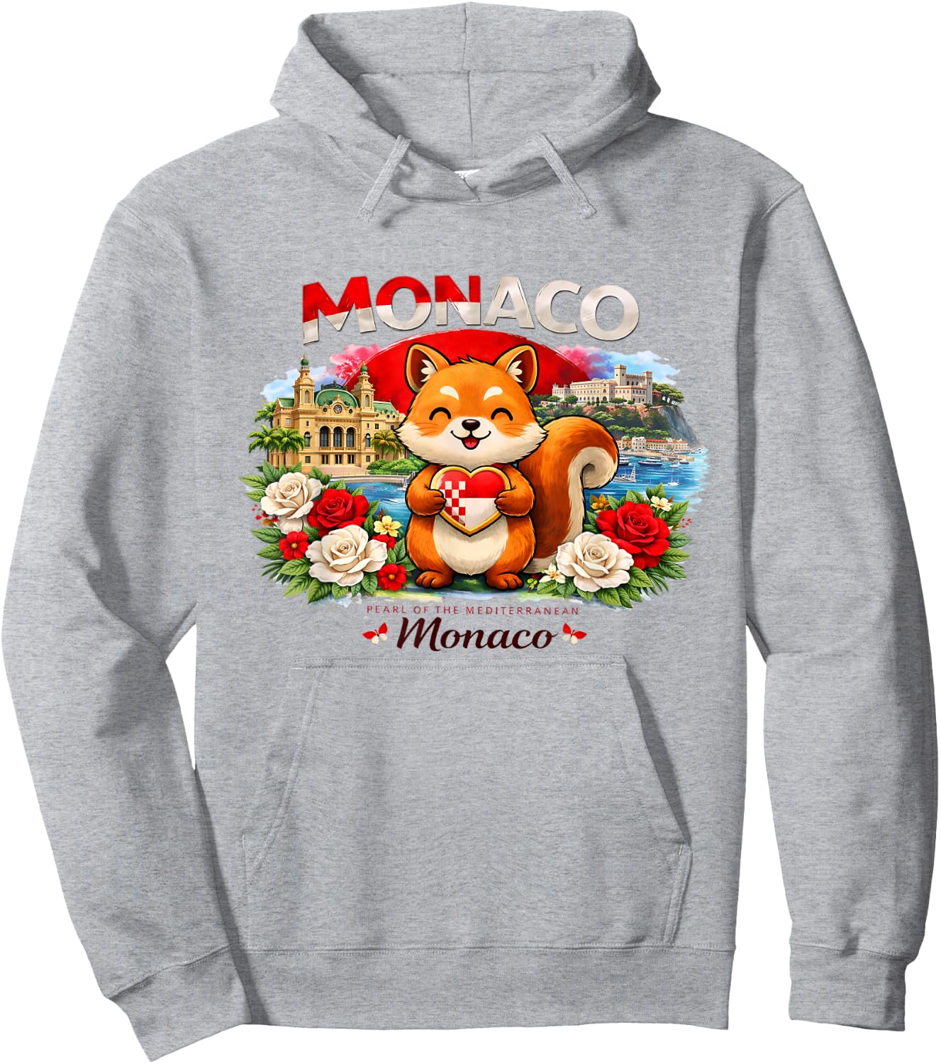 Monaco , Monaco Flag Map Graphic for Monaco Kids Hoodie - Hoodie | Ash
