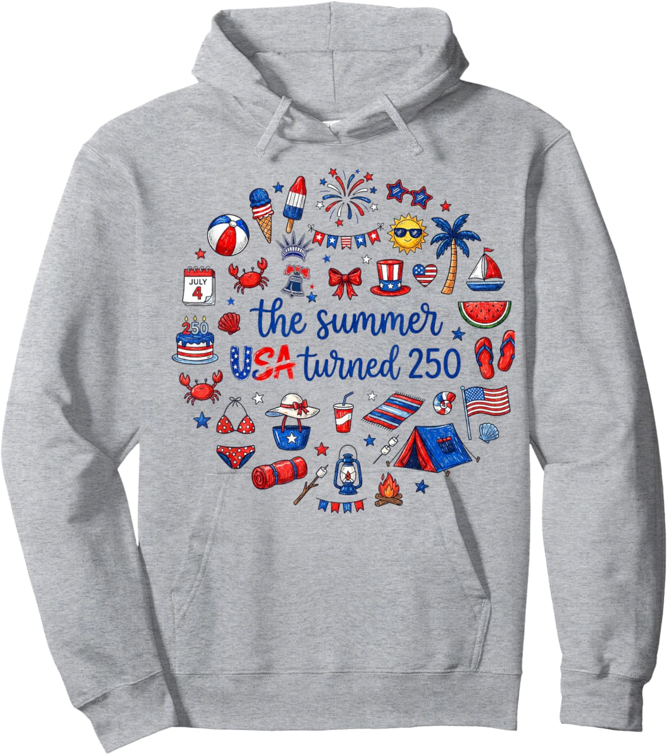 Funny The Summer USA Turns 250 1776-2026 4th of July Hoodie - Hoodie | Ash