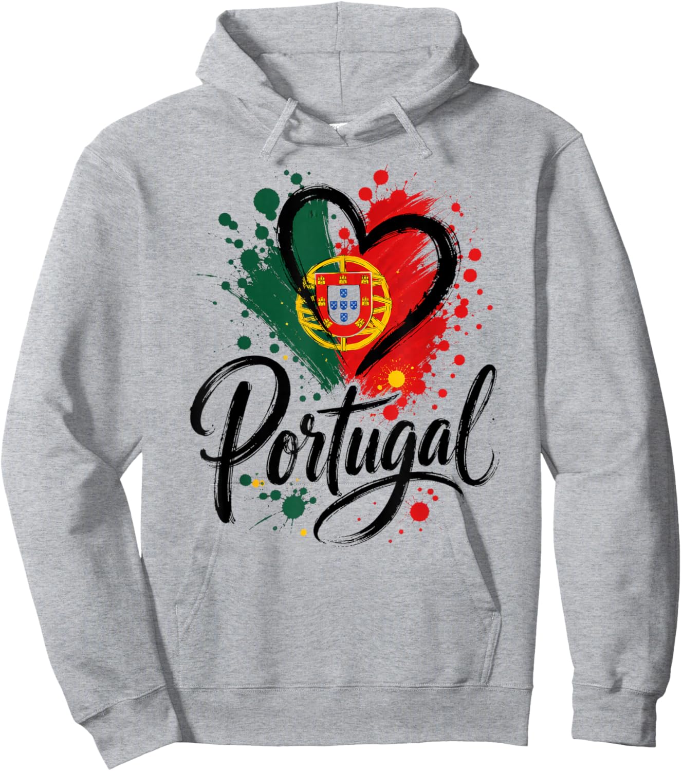 I Love Portugal Vacation Travel Heart Flag Tourist Design Hoodie - Hoodie | Ash