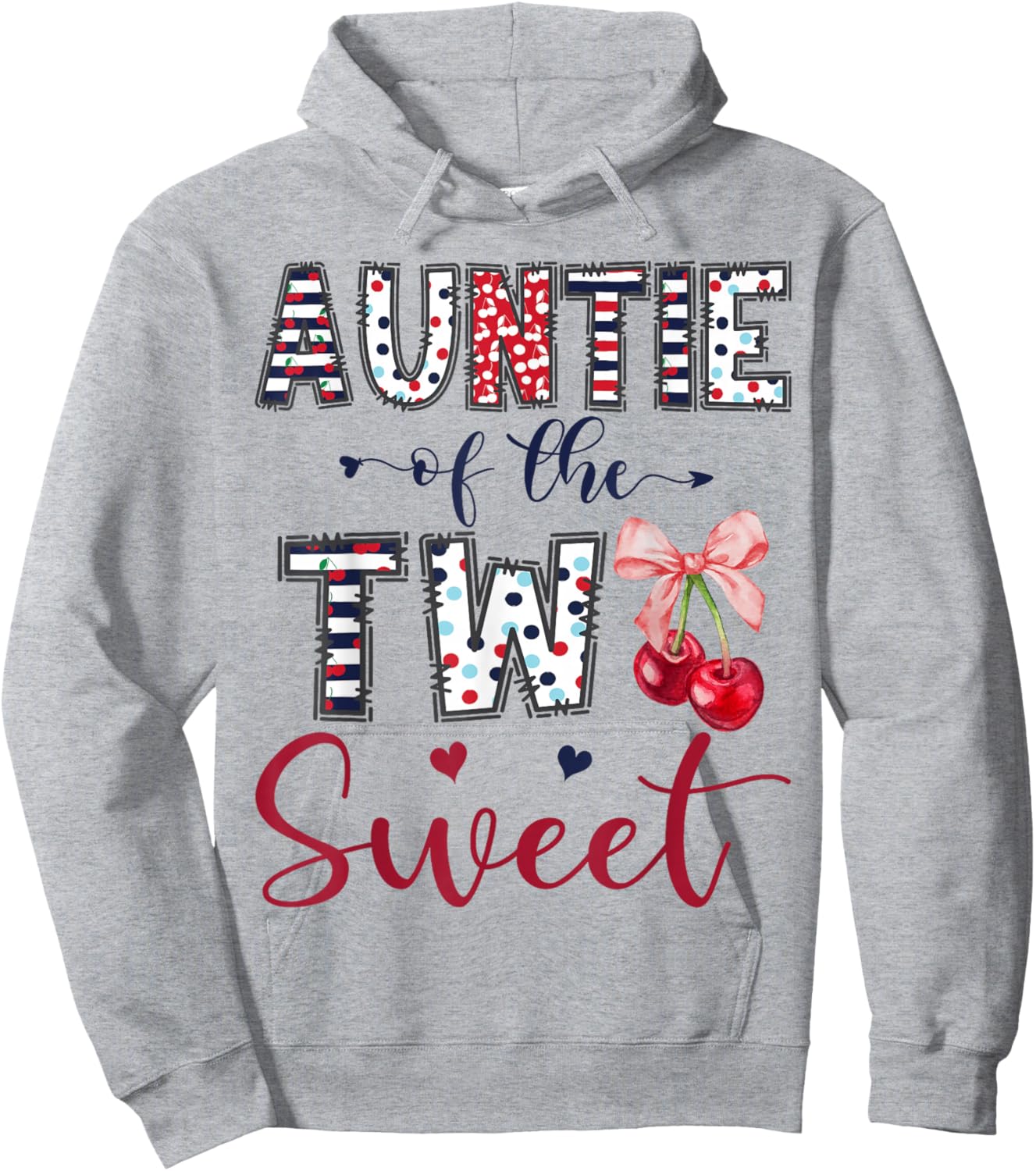 Auntie of The Two Sweet 2nd Birthday Girl Cherry Bow Hoodie - Hoodie | Ash