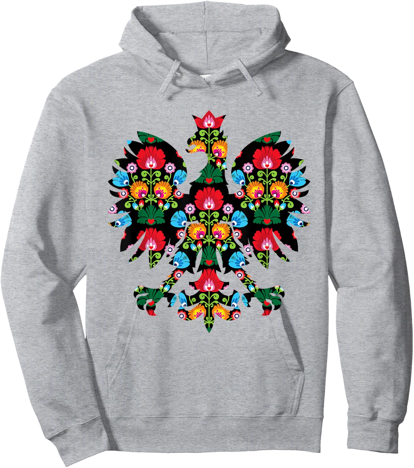 POLISH EAGLE | Poland WYCINANKI Emblem, Polish Folk Art Fest Hoodie - Hoodie | Ash