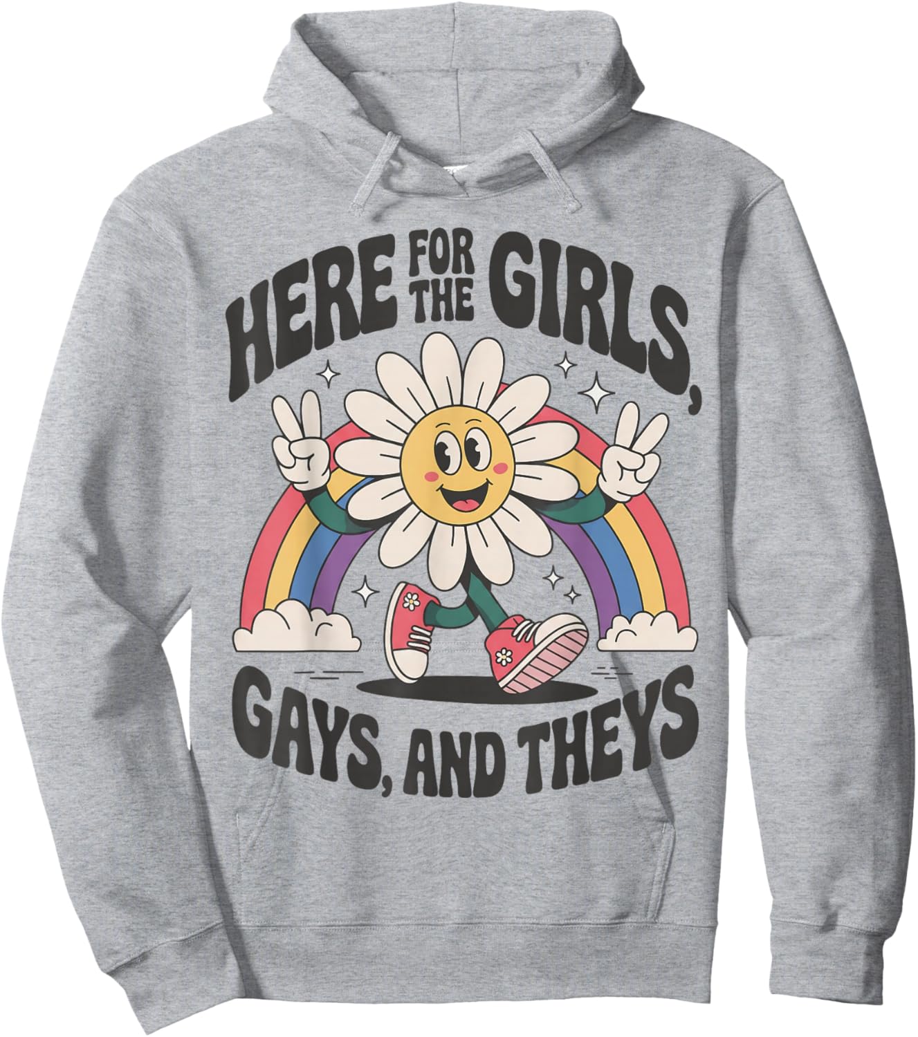Here for The Girls Gays and Theys Sunflower Rainbow LGBTQ Hoodie - Hoodie | Ash