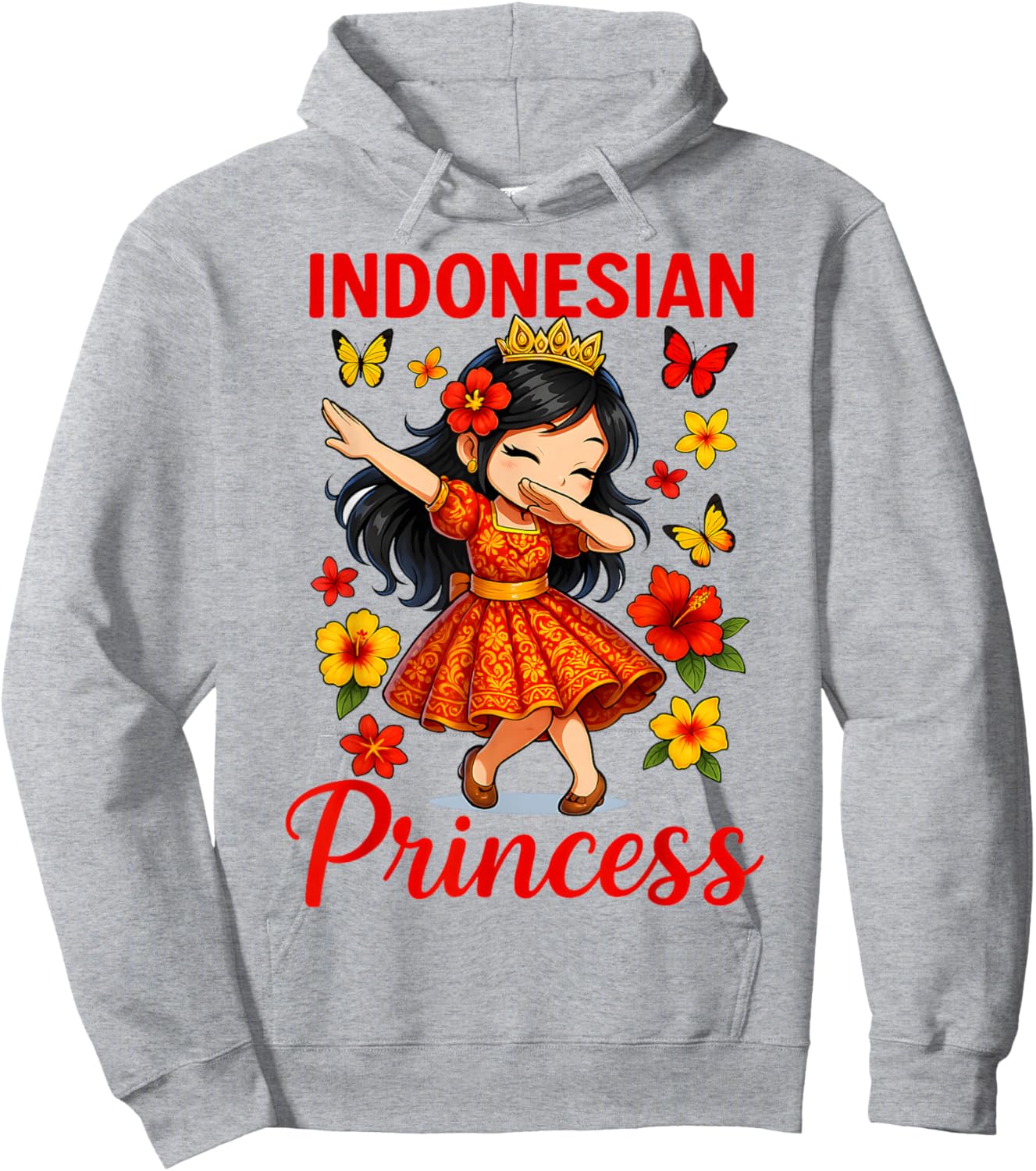 Indonesian Princess Cute Dabbing Girl Island Pride for Girls Hoodie - Hoodie | Ash