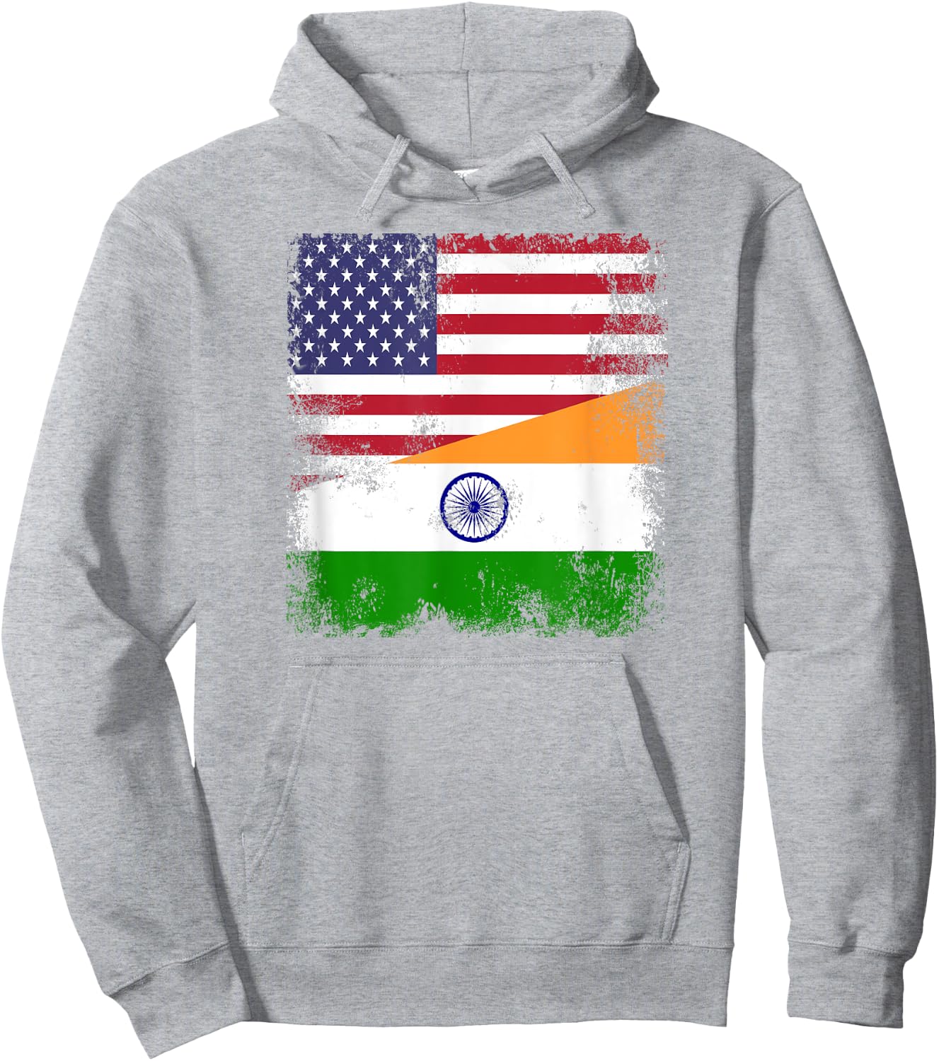 Half Indian Flag | Vintage India USA Gift Hoodie - Hoodie | Ash